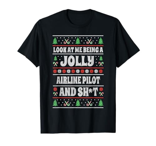 Divertido diseño navideño de piloto de aerolíneas feo Camiseta