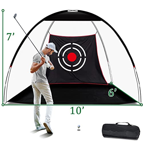 Golf Practice Hitting Nets For Backyard Driving Indoor Use Heavy Duty Practice Golf Driving Nets For Backyard Premium Portable Golf Impact Nets Cages With Frame And Net For Kids Men 10X7 Ft #TOP5