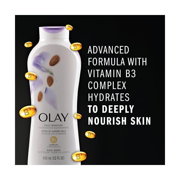 Body Wash for Women by Olay, Daily Moisture with Almond Milk Body Wash, 22 oz, (4 Count)