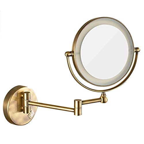 Miroir de maquillage extensible 360° mural double face avec éclairage LED ajustable - 5