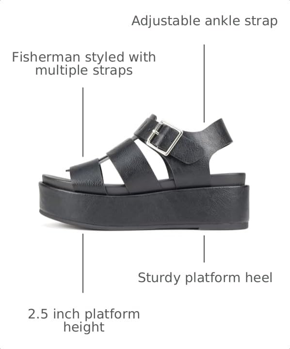 Image of Soda inchBossi ~ Women Round Toe Flatform Fisherman Wedge Sandals with Adjustable Buckle