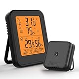 ZYNCUE Funkthermometer und Hygrometer mit großem Display, Temperaturfeuchtigkeitsmonitor, Innen-...
