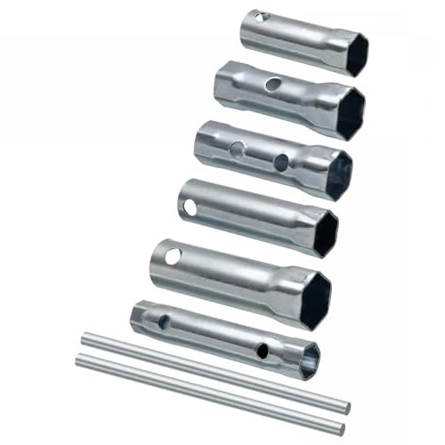 TA-VIGOR 7Pcs Spark Plug Socket Wrench Set, Double-Ended Spanner with T-Handle Bars Carbon Steel Ignition Tool Kit for Auto Motorcycle Tiller (8/10mm, 21mm, 10/12mm, 16/18mm, 16mm, 17/19mm)