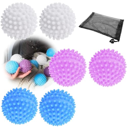 Hinapan 6 bolas de secado reutilizables para secadora de ropa, suavizante de lavandería, bola de lavado para lavadora, con 1 bolsillo de malla, bolas de secado para la limpieza de la ropa en casa