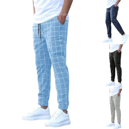 Men's Casual Checkered Pants Stretch Slim Fit Pants Skinny Plaid Dress Pant Fashion Stretch Business Suit Pants3