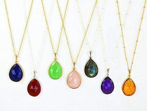 Large Natural Black Onyx Gemstone Necklace, Large Black Gemstone Necklace, Pear Shape Black Onyx, 18X25Mm Teardrop Pendant Necklace #TOP3