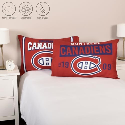 NHL Montreal Canadiens Pillowcase, 2 Pack, Reversible, 20x30 in - 1