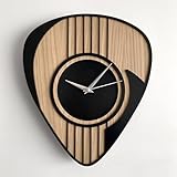goodtime Wooden Guitar Clock, Musician Gift, Clock for Men, Guitar Gift, Man Cave Decor, Music Room Decor, Musical Gifts, 12.7'x11', Black & Natural Color