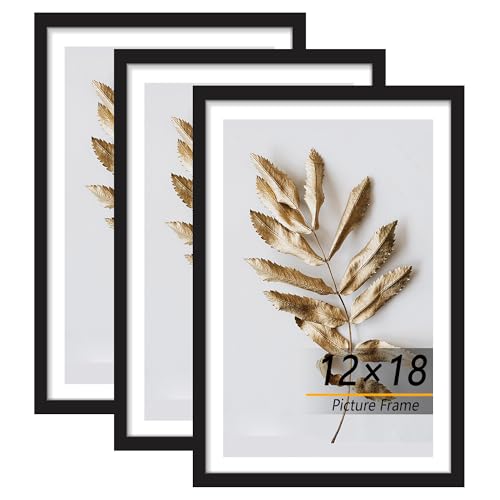 Hogaryo 12x18 Picture Frame Black 3 Pcs set can Display on the Wall