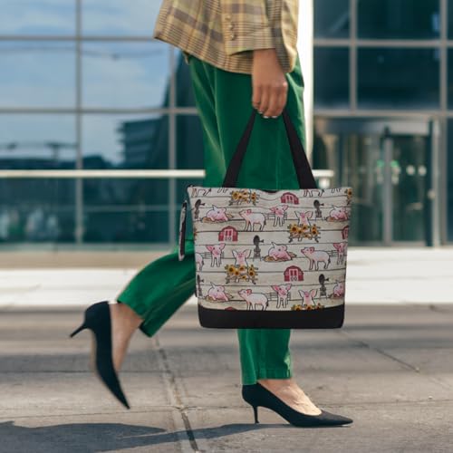 Image of NGIL Medium Top Zipper Closure Canvas Tote Bag with Attached Matching Coin Purse For Moms and Nurses