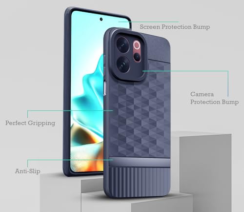 Image of Back Cover for Vivo V70 Elite 5G Camera Protection 3D Hexa Cube Design Silicone Protective Bumper Back Cover Case for Vivo V70 Elite 5G - Blue