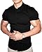 Casual Men's Muscle Fit Dress Shirts Short Sleeve Athletic Fit Button Down Shirts Black M