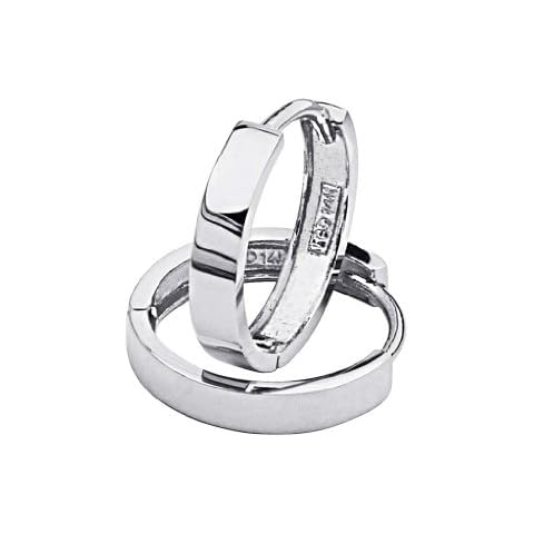 14k White Gold 2.5mm Thickness Hoop Huggies Earrings (13 x 13 mm) Cover