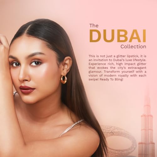 Image of Pilgrim Glitter Lipstick For Women 4.2gm | Dubai Luxe Lifestyle - Chic Haseena Shade | Lipstick Infused with Vitamin E & Olive Oil | Glitter Formula With Matte Finish | Non Drying | All Skin Types