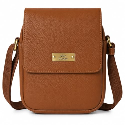 Image of Allen Cooper Premium Leather Sling Bag for Men | Crossbody Messenger Bag with Adjustable Shoulder Strap | Travel Organizer Shoulder Bag for Daily Use, Office & Outdoor Carry