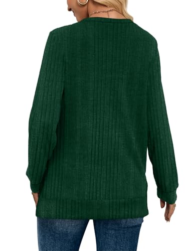 Image of WIHOLL V Neck Long Sleeve Shirts for Women Casual Fall Tops Lightweight Tunic Sweaters Fashion Clothes 2024