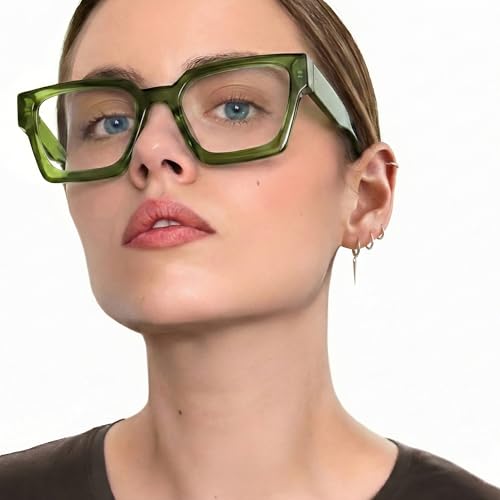 Image of livho Oversized Eyewear Frame for Woman and Men - Rectangle Fashion Glasses for Computer, Chic Preppy Frame
