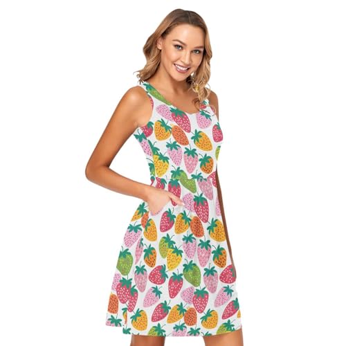 Image of ALAZA Women's Summer Dress Sun Dress Sleeveless with Pockets