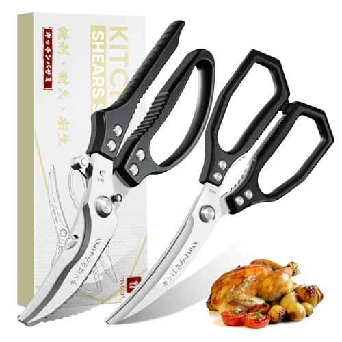 TIVOLI Kitchen Scissors Set Black,Japanese Stainless Steel