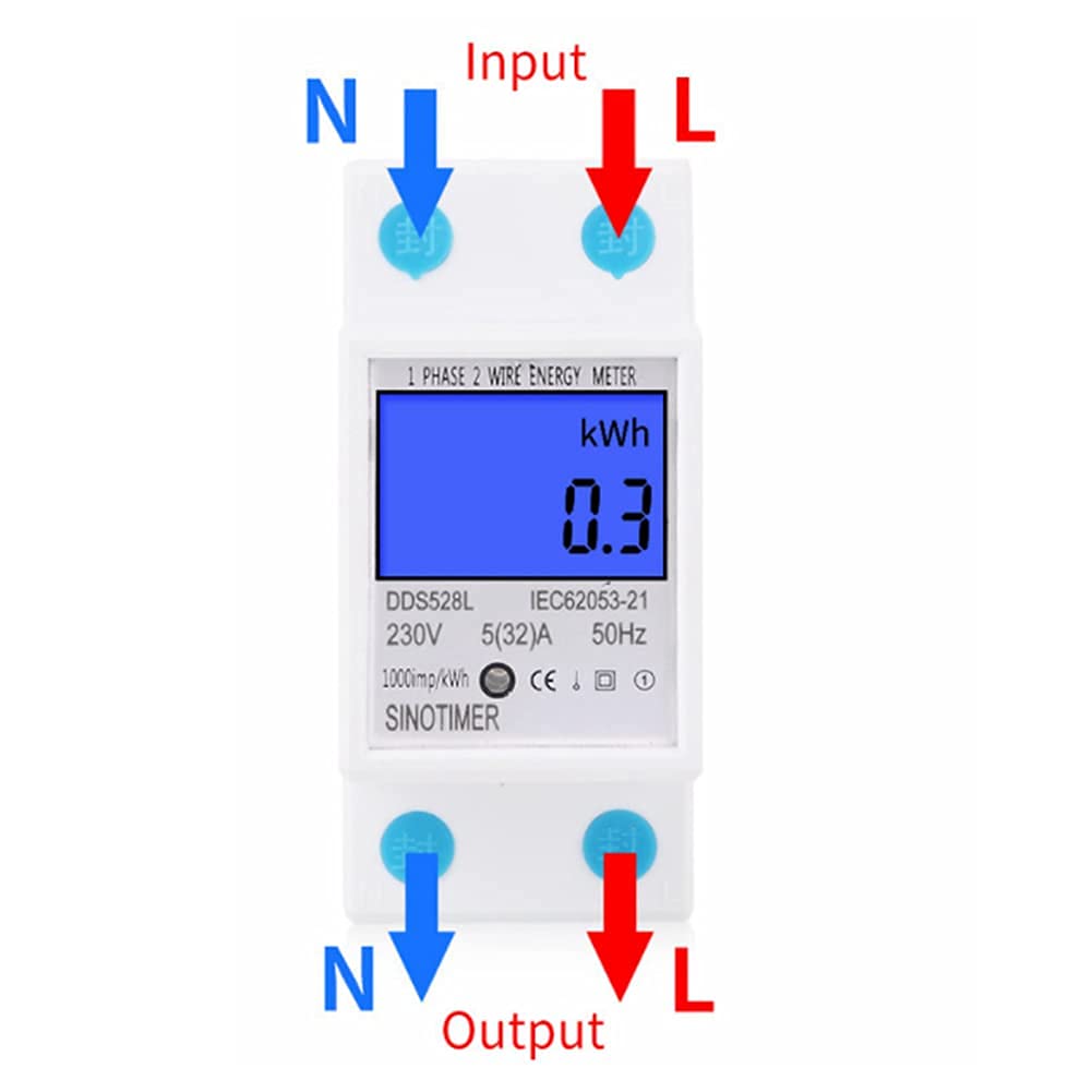 Electric Energy Meter, 5-32A 110-230V AC 50(60) Hz Single Phase Multi  Function Watt Hour Meter with Multi Value LCD Display, Multipurpose KWh  Voltage Current Power Meter, 35mm DIN Rail Mount - - Amazon.com
