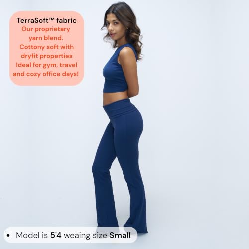 Image of Terractive Cuddle Flares for Women | TerraSoft Ultra Soft, Super Stretchy & Sweat-Wicking Flare Pants | High-Waist Tummy Tuck Workout & Lounge Pants