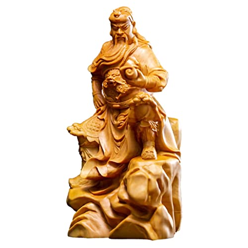 Statue de Bouddha en bois sculpté main Guan Yu pour décoration de maison