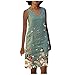 Produktbild Sommerkleider V-Ausschnitt Freizeitkleider Leinenkleid Blusenkleid Damen Retro Style Print Shirt Ärmellose Baumwolle Und Leinen Lässig Plus Größe Lose Tunika Tuchkleid (C-Grün, 4XL)
