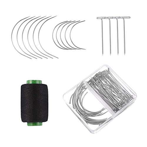 Gogogmee Fashionable T-pins Wig 70pcs Curved Upholstery Needles Handmade Pins 2.5 3 Inch Easy to Insert Remove