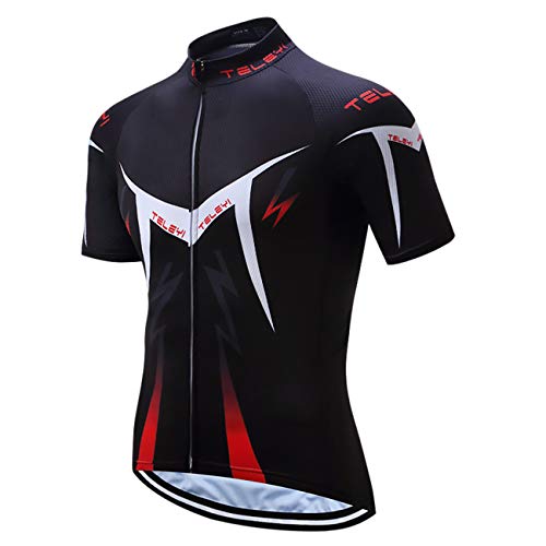 Men's Cycling Jersey Summer Cycling Shirt Short Sleeve Bicycle Clothing Breathable Full Zipper Bicycle Jacket with 3 Pockets