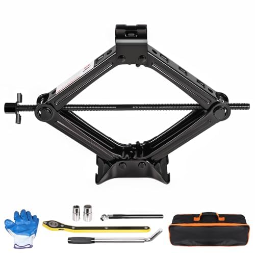 Scissor Jack Lift 2T, Car Jack Kit Tire Jack with Ratchet Wrenches & Telescopic Wrenches, Universal Emergency Kit 4409 lbs, Portable Tire Changing Kit for Vehicle/SUV/MPV
