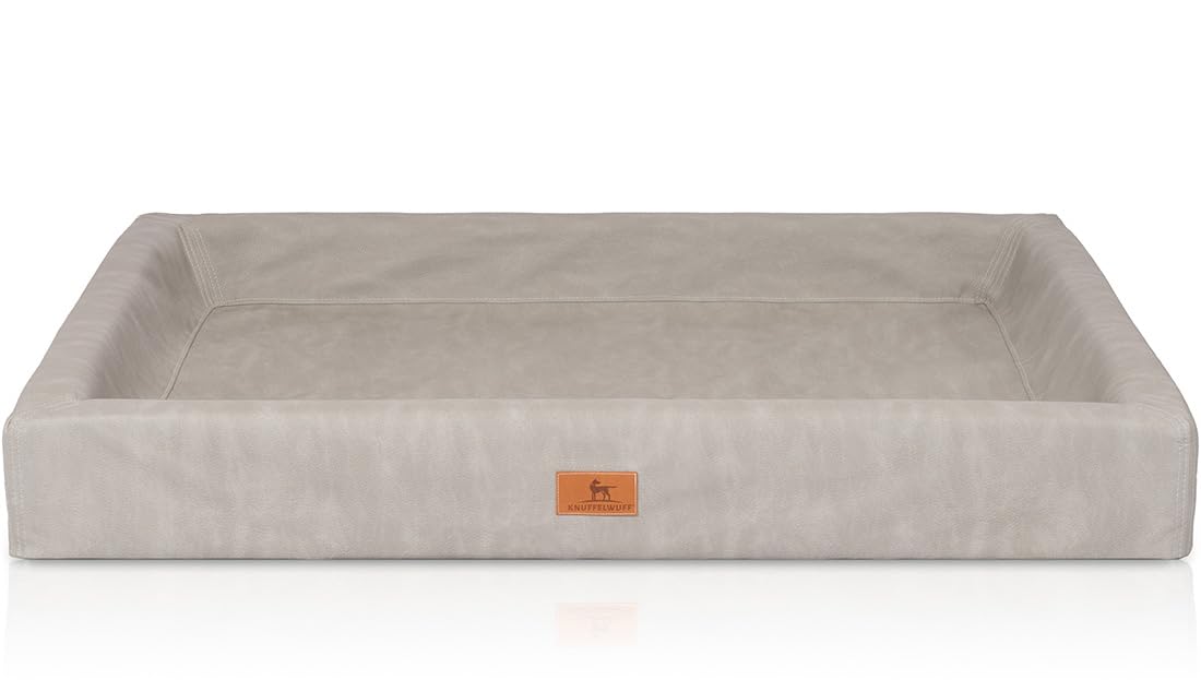 Knuffelwuff Cama ortopédica para perros Austin de piel sintética, XXL, 120 x 100 cm, color gris
