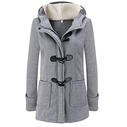 HXHYQKP Women's Wool Blend Hooded Toggle Duffle Coat Casual Wool Coats Winter Outwear Horn Buttons Zip Jacket HXHYQKP Women's Wool Blend Hooded Toggle Duffle Coat Casual Wool Coats Winter Outwear Horn Buttons Zip Jacket