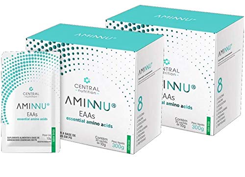2 Caixas Aminnu Eaas 10g, 30 Sachês, Essencial Aminoácidos, Limão