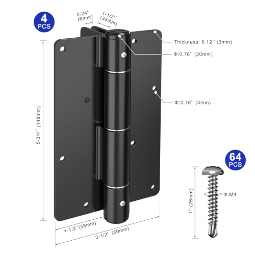 Lifeswell Self Closing Gate Hinges 5-3/4", Pre-Set Spring Loaded