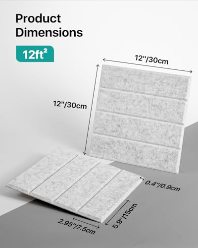 Image of 12 Pack Sound Proof Foam Panels for Walls, Self-Adhesive Acoustic Panels Sound Absorbing, 12 inch X 12 inch X 0.4 inch High Density Soundproof Wall Panels Tiles for Door, Ceiling, Home Office, Gray