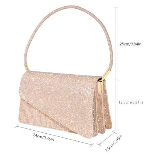 Image of Evening Bag Formal Clutch Purses for Women Lady Girl Glitter Handbags Asymmetrical Flap Shouder Bag for Wedding Party