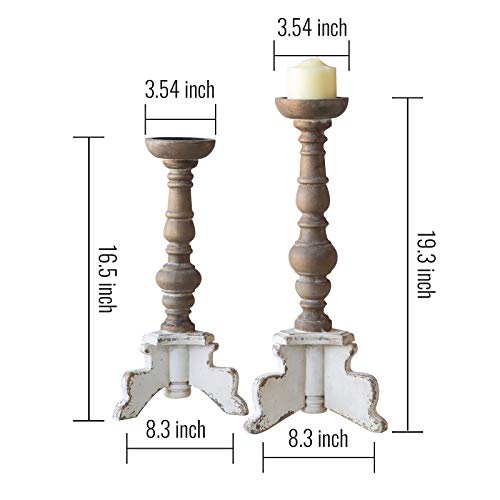 Floor Candle Holders Tall Set Of 2, Candle Holders For Pillar Candles, Wood Handcrafted Rustic Candle Holder, Large Decorative Candles For Wedding Home Party, Farmhouse Pillar Candle Stand #TOP2