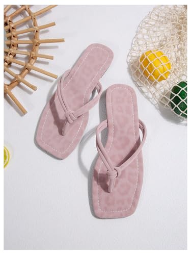 Image of GORGLITTER Women's Flip Flops Flat Sandals Dressy Metallic Square Toe Thong Vacation Summer Weeding Slides Sandals