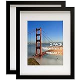 8x10 Picture Frame Picture Frames Set of 2 Display Pictures 5x7 with Mat or 8x10 Without Mat Real Gl
