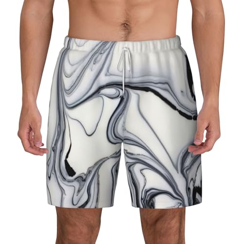 Short de bain de plage au motif peinture noire et blanche pour les journées de surf en été