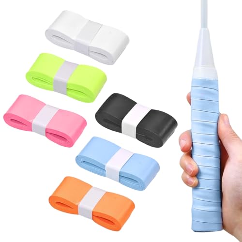Image of Proberos 6 Pcs Badminton Grip Tape, Perforated Anti Slip & Sweat Absorbent Badminton Racket Grip Tape, Tape Strong Badminton Racket Grip for Badminton, Tennis Bat, Fishing Rod