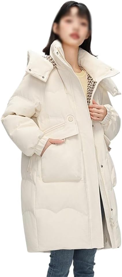 Women Autumn And Winter Medium-length Down Jacket Casual Thickened Warm Cold Hooded Jacket