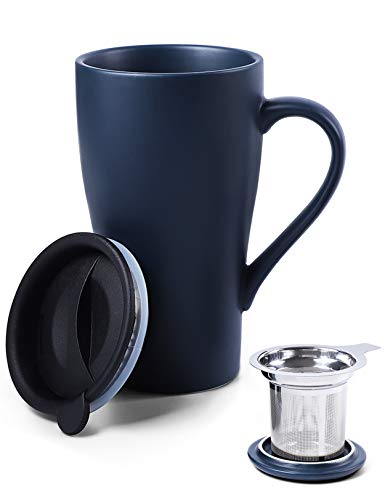 Comparison: Best Cups For Tea 9 ARRADEN Tea Cup with Infuser and 2 Lids, 18oz Large Tea Infuser Mug, Tea Strainer Cup for Loose Leaf, Travel Mug with Teabag Holder (Royal Blue)