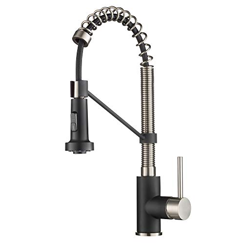 Comparison: Best Finish For Kitchen Faucet 5 KRAUS Bolden 18-Inch Single Handle Spot Free Stainless Steel/Matte Black Commercial Style Pull-Down Kitchen Faucet with Dual Function Sprayer, KPF-1610SFSMB (Pack of 1)