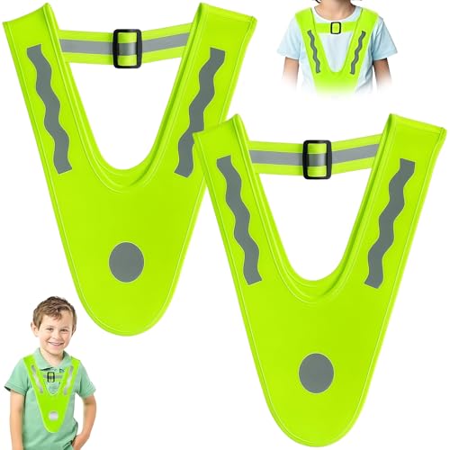 VIVIIHOO Kinder Warnweste mit Reflektierendes Armband 2er-Set, Reflektorweste für Kinder 1-12 Jahre, Sicherheitsweste mit 360° Reflektorband für Fahrrad, Schulweg &...