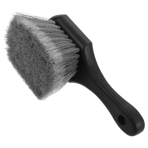 Ipetboom Cepillo para Limpiar Neumáticos y Ruedas de Coche Cerdas Suaves Gris Mango Negro Ergonómico Herramienta Multifuncional para Limpieza Profunda de Llantas y Detalles Automotrices