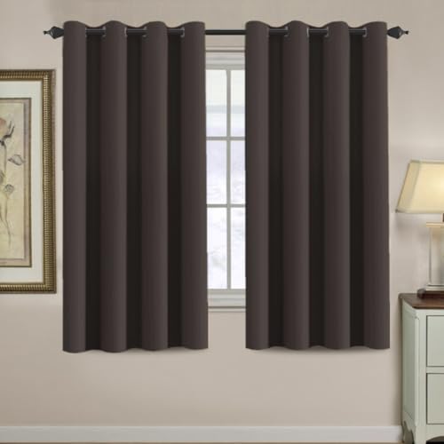 Image of H.VERSAILTEX Blackout Curtains for Bedroom 63 Inches Length Thermal Insulated Curtain Energy Efficient Curtain Small Window Blackout Drapes for Winter Season, 1 Panel, Chocolate Brown, 52 inch W x 63 inch L