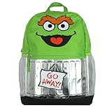 INTIMO セサミストリート バックパック Oscar the Grouch Go Away!16インチ ブックバッグ スクールテックスリーブ 調節可能なショルダーストラップ付き