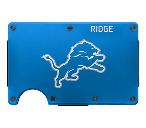 The Ridge NFL Edition, Mens Minimalist Aluminum Metal Wallet - Rfid Blocking, Elastic, Slim Front Pocket Credit Card Holder with Both Cash Strap and an additional Money Clip