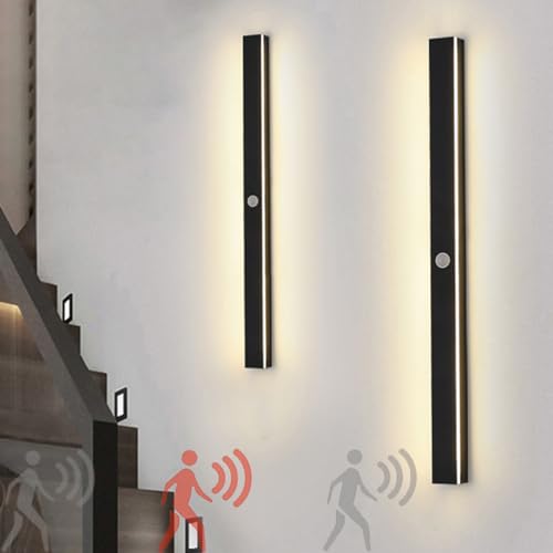 Aplique LED largo con sensor para pasillos y oficinas estilo minimalista negro de 80CM